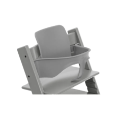 Tripp Trapp® chair Storm Grey, with Baby Set. Close-up.